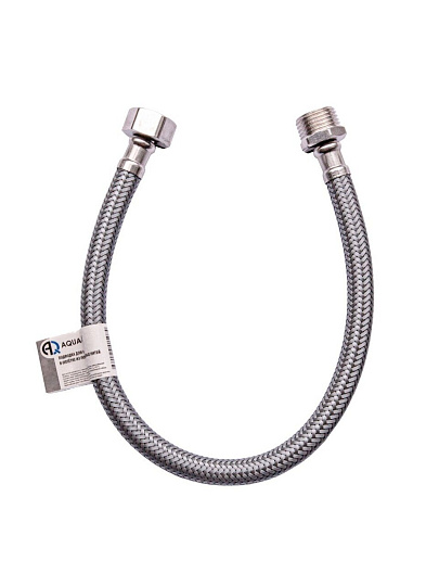 Подводка для воды 1/2&quot;х1.8 м, г-ш, сталь, полиамид, AquaLine
