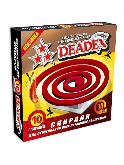 Репеллент от комаров, спираль, красная, Деадекс, 10 шт