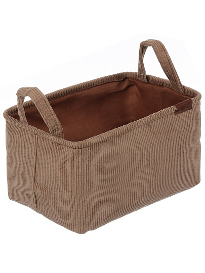 Корзина для хранения, 30х20х16 см, прямоугольная, вельвет, коричневая, A190021