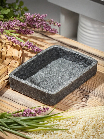 Мыльница настольная, Fora, Stone Black, полирезина, FOR-STN36BL