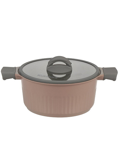 Кастрюля алюминий, антипригарное покрытие, 3.2 л, крышка стекло, Kukmara, Stella, кск32а, капучино