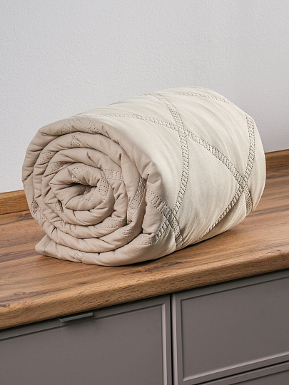 Покрывало евро, 240х260 см, 100% полиэстер, Silvano, Гранни, бежевое