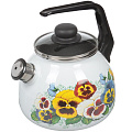 Чайник эмалированный СтальЭмаль Анютины глазки 4с209я в ассортименте со свистком, 3 л