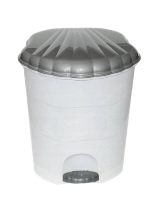Контейнер для мусора пластик, 11 л, круглый, педаль, плавающая крышка, белый, серый, Violet, 150101/151101