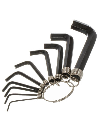 Набор ключей имбусовых, шестигранник, 10 предметов, Bartex, 1.5-10 мм, углеродистая сталь, HEX, на кольце