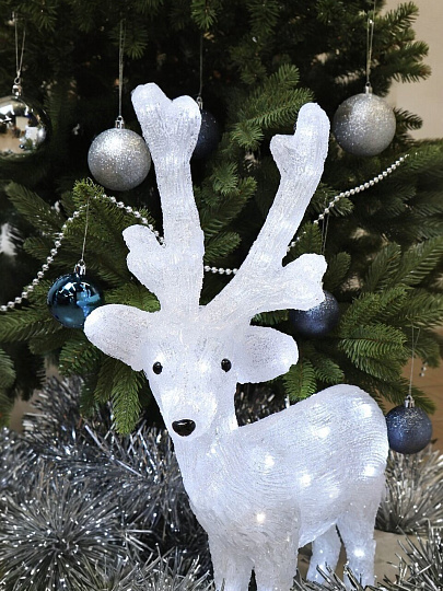 Фигурка декоративная акрил, Олень, 38х62 см, 50LED, 220В, белая, Y4-3071