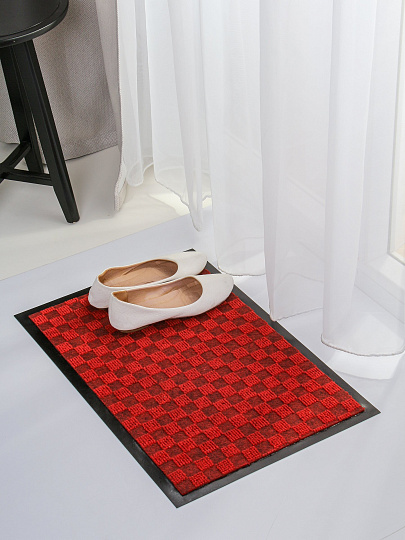 Коврик придверный, 40х60 см, прямоуг, 100% полиэстер, влаговпит, бордо., ромб, Жаккард , HP-203
