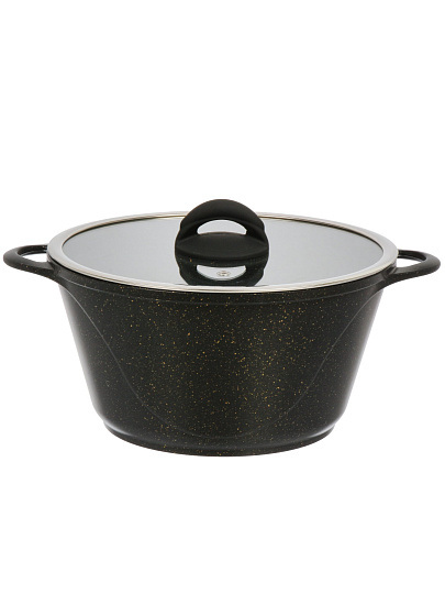 Кастрюля алюминий, антипригарное покрытие, 5 л, крышка стекло, Гурман, Eclipse, ГМк503ЭКИ, индукция