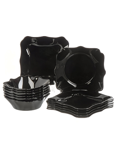 Сервиз столовый стеклокерамика, 13 предметов, на 6 персон, Черный, 100ч-13рк, резной край 1/4