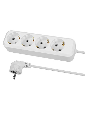 Удлинитель 4 гнезда, 1.5 м, с заземлением, 16 А, 3680 Вт, белый, TDM Electric, Народный, SQ1303-1405