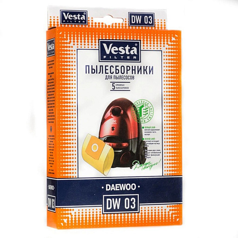 Мешок для пылесоса Vesta filter, DW 03, бумажный, 5 шт