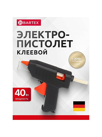 Электропистолет клеевой 11 мм, 40 Вт, 4.5 г/мин, Bartex, 1227002