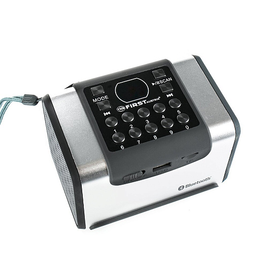 Акустическая система First, FA-1920-1-BA, выход AUX, USB, слот для карты, Bluetooth, черный, серебристая