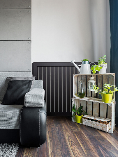 Экран для радиатора, МДФ, 1200х600 мм, черный, реечный, Стильный Дом