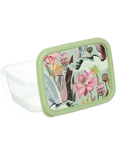 Контейнер пищевой пластик, 0.5 л, 13.8х10.6х5.6 см, зеленый, прямоугольный, Homver, Botanica, 222132018/08