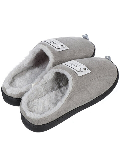 Тапки для мужчин, серые, р. 42-43, закрытые, замшевые, A210070