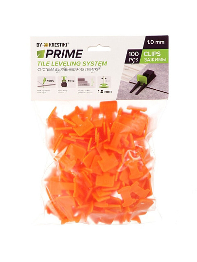 Зажим для выравнивания плитки 1 мм, 100 шт, СВП Prime, 3D Krestiki, 00-00002086