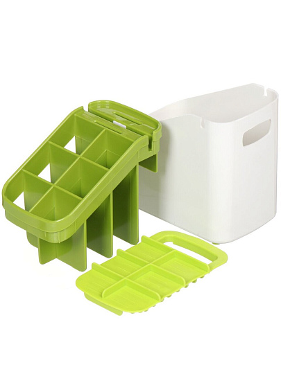 Подставка для столовых приборов, пластик, прямоугольная, 11х18х17 см, зеленая, MV19040