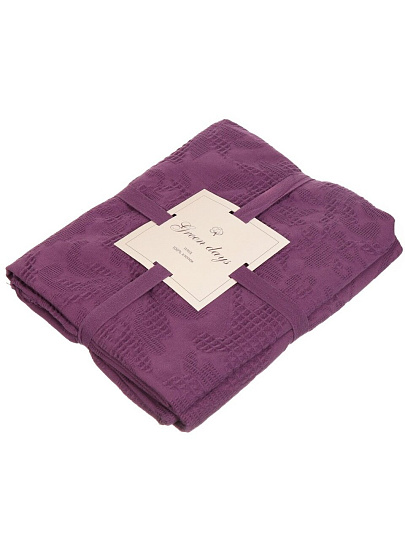 Плед 1.5-спальный, 150х180 см, 100% хлопок, Barkas, Green Days, фиолетовый, AI-2209003