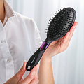 Расческа массажная, резиновая ручка, для волос, овальная, черная, 70х265х40 мм, Studio style, 58808-7121