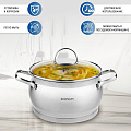 Кастрюля нержавеющая сталь, 5.2 л, с крышкой, крышка стекло, Hoffmann, НМ 5865, индукция - фото 5