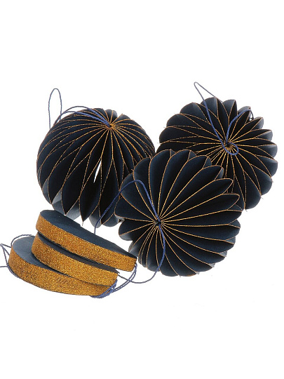 Елочное украшение Шар, 6 шт, синий с блеском, бумага, Y4-9807