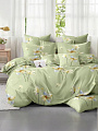 Постельное белье семейное, простыня 220х240 см, 2 наволочки 70х70 см, 2 пододеяльника 145х215 см, Майская ночь, полисатин, Цветы, зеленый 40/170-AC/MAY