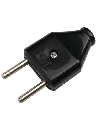 Вилка прямая, без заземления, 6 А, IP20, 250 В, черная, General Lighting Systems, 470507