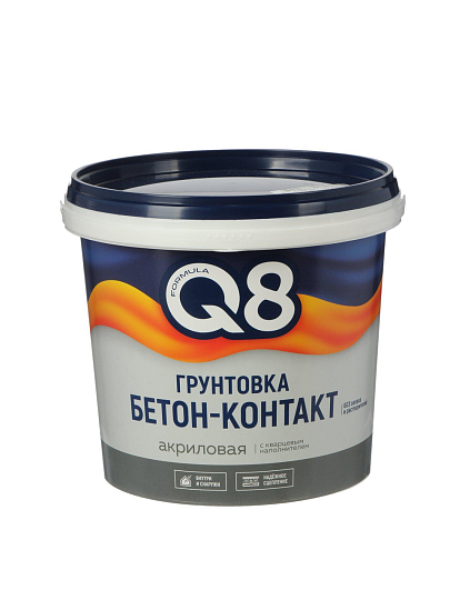 Грунтовка водно-дисперсионная, акриловая, Formula Q8, бетоноконтакт, для внутренних и наружных работ, 1.4 кг
