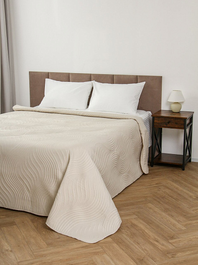 Покрывало евро, 220х240 см, 100% полиэстер, стеганое, Silvano, Модерн, молоч