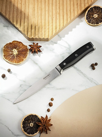 Нож кухонный Daniks, Black, универсальный, сталь, 12.5 см, рукоятка пластик, YW-A325-UT