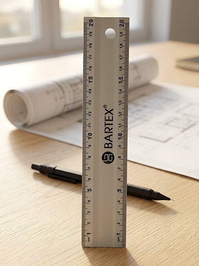 Линейка 200 мм, металл, толщина 2.7 мм, Bartex