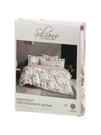 Постельное белье 1.5-спальное, простыня 150х220 см, 1 наволочка 50х70 см, пододеяльник 145х215 см, Silvano, сатин люкс, Цветы Розовые 10/036-SLC/SL