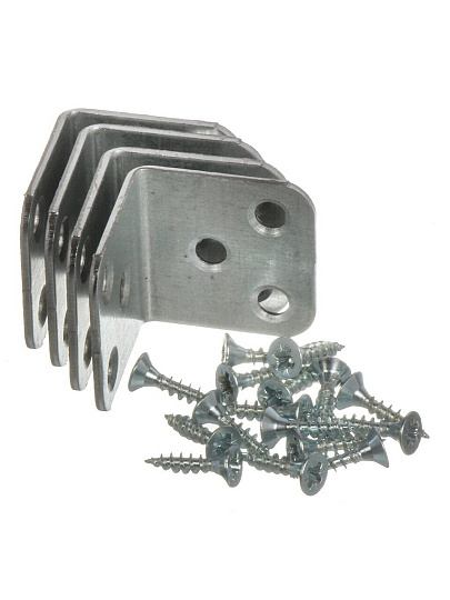 Уголки мебельные 30x30x30x2 мм, с шурупом, белый цинк, 4 шт, Element, 152820