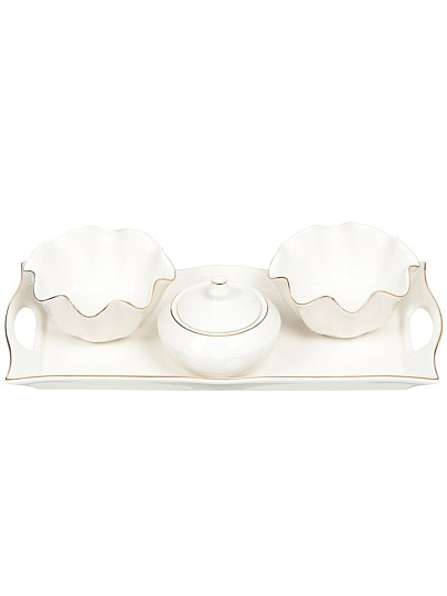 Набор керамической посуды для варенья, соуса, 4 предмета, с подставкой, 100 мл, 150 мл, Lefard, 359-319