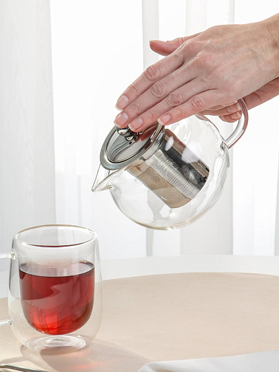 Чайник заварочный стекло, 0.65 л, с ситечком, Y4-3825/B050154