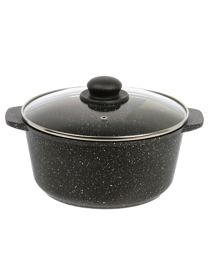 Кастрюля алюминий, антипригарное покрытие, 4 л, крышка стекло, круглая, Гурман, Fit