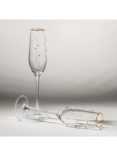 Бокал для шампанского, 180 мл, стекло, 2 шт, Lefard, Goldy, 685-110