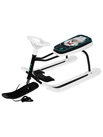 Снегокат Nika, Tимка спорт+1, ТС1+/БЛ, с болонкой, белый каркас, спорт руль, буксировачный трос