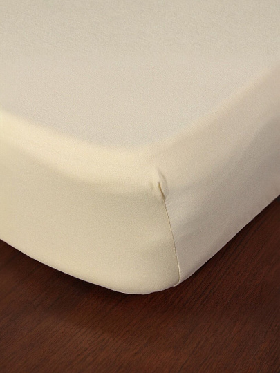 Простыня 2-спальная, 160х200х20 см, 100% хлопок, трикотаж, 120 г/м2, на резинке, Silvano, Кремовый, ПТр160*200