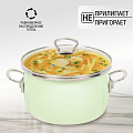 Кастрюля эмалированная сталь, 4 л, крышка стекло, металлические ручки, Сантэкс, Слм, 1-2440211, салатовый ментол, индукция - фото 4