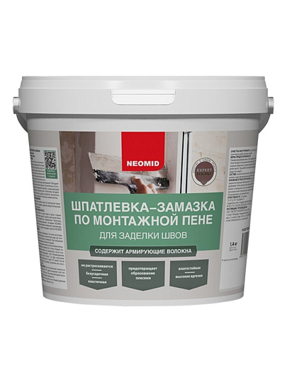 Шпатлевка Neomid, по монтажной пене, для внутренних и наружных работ, 1.4 кг