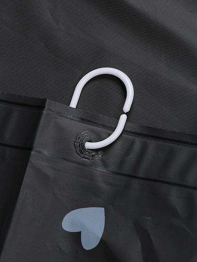 Штора для ванной 180х180 см, Peva, Белые сердца, черная, Y4-11154