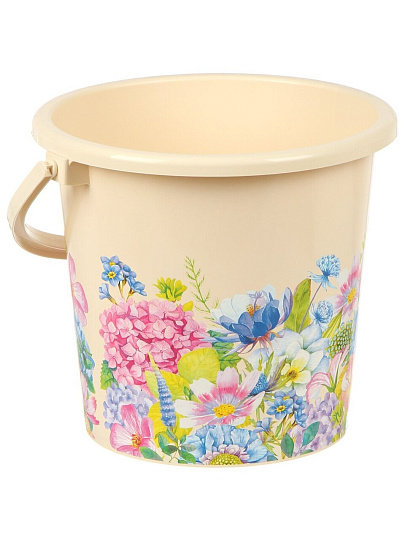 Ведро пластик, 10 л, хозяйственное, ВМС, Цветочный сад, ВР-7811