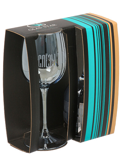 Бокал для вина, 420 мл, стекло, 2 шт, Glasstar, Черное Море+Надписи Микс, RNBSG8166