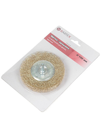 Щетка для дрели Bartex, 100 мм, плоская со шпилькой, 992100