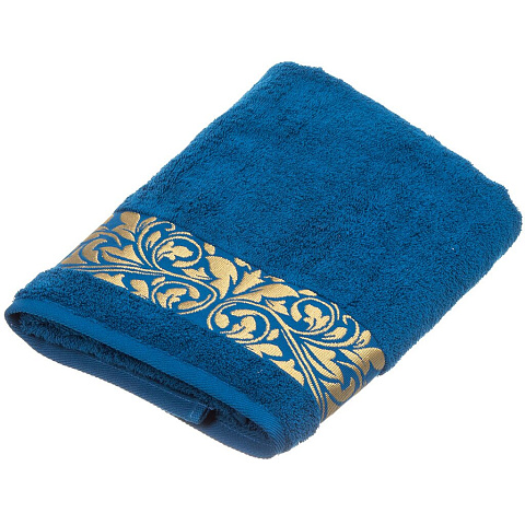 Полотенце банное, 70х130 см, Cleanelly Золотая листва, 420 г/кв.м, синее