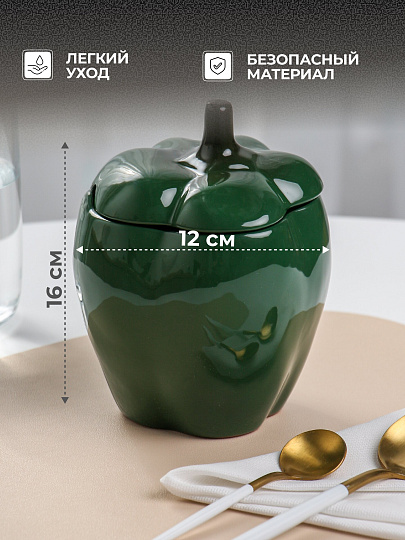 Горшок для жаркого керамика, 0.65 л, зеленый, Борисовская керамика, Перец, ОБЧ00029082