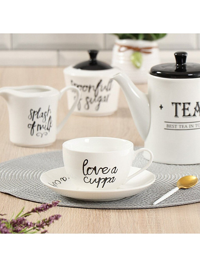 Чайная пара керамика, 2 предмета, на 1 персону, 250 мл, Daniks, Пати тайм