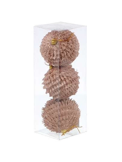 Набор шаров 3 шт, розовое золото, 8 см, полимер, глиттер, Y4-9488